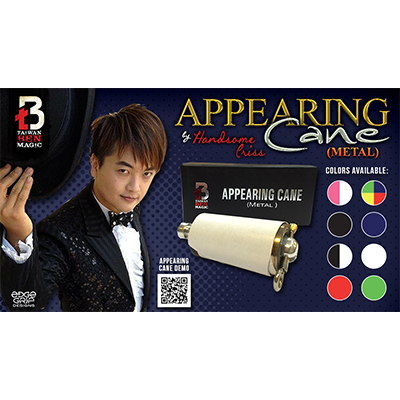 Appearing Cane (Metal / Black & White) by Handsome Criss and Tai