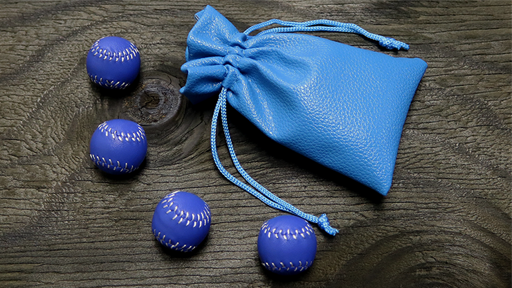 Set of 4 Leather Balls for Cups and Balls (Blue) by Leo Smetsers