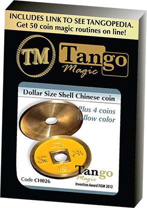 Dollar Size Shell Chinese Coin (Yellow) by Tango Magic (CH026)