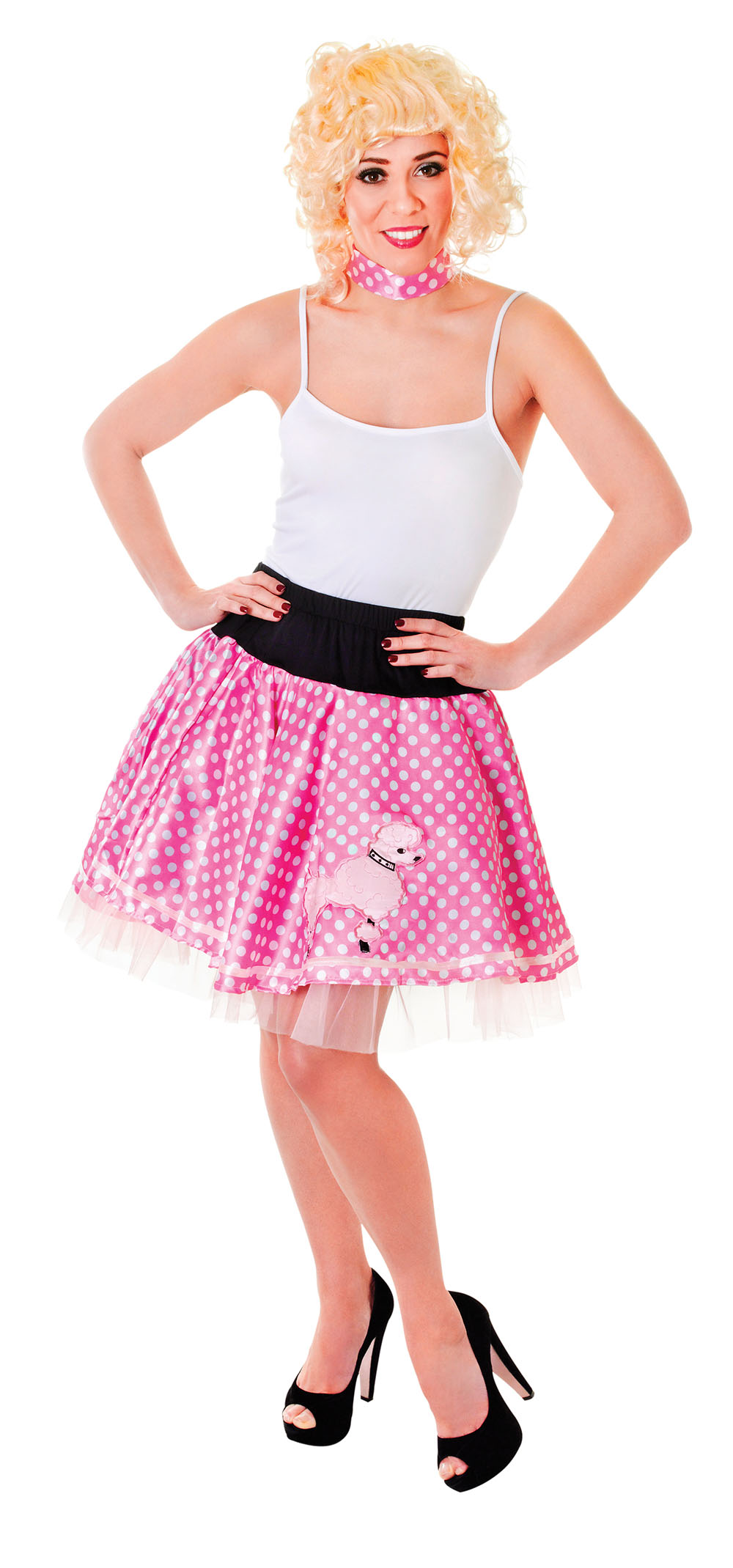 Poodle Skirt. Pink/White