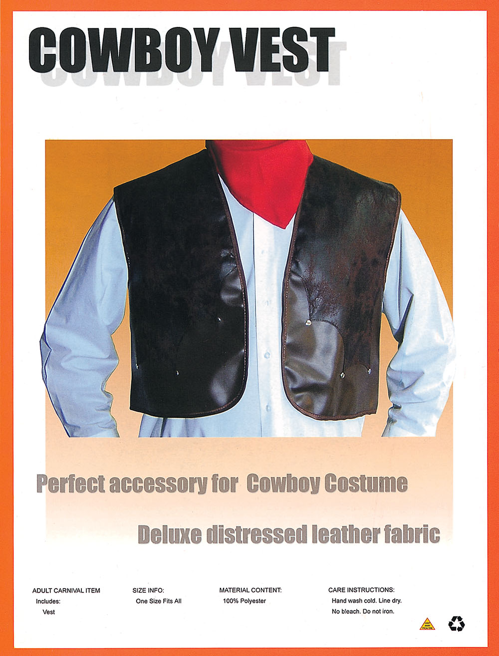 Cowboy Vest Deluxe Brown Leather