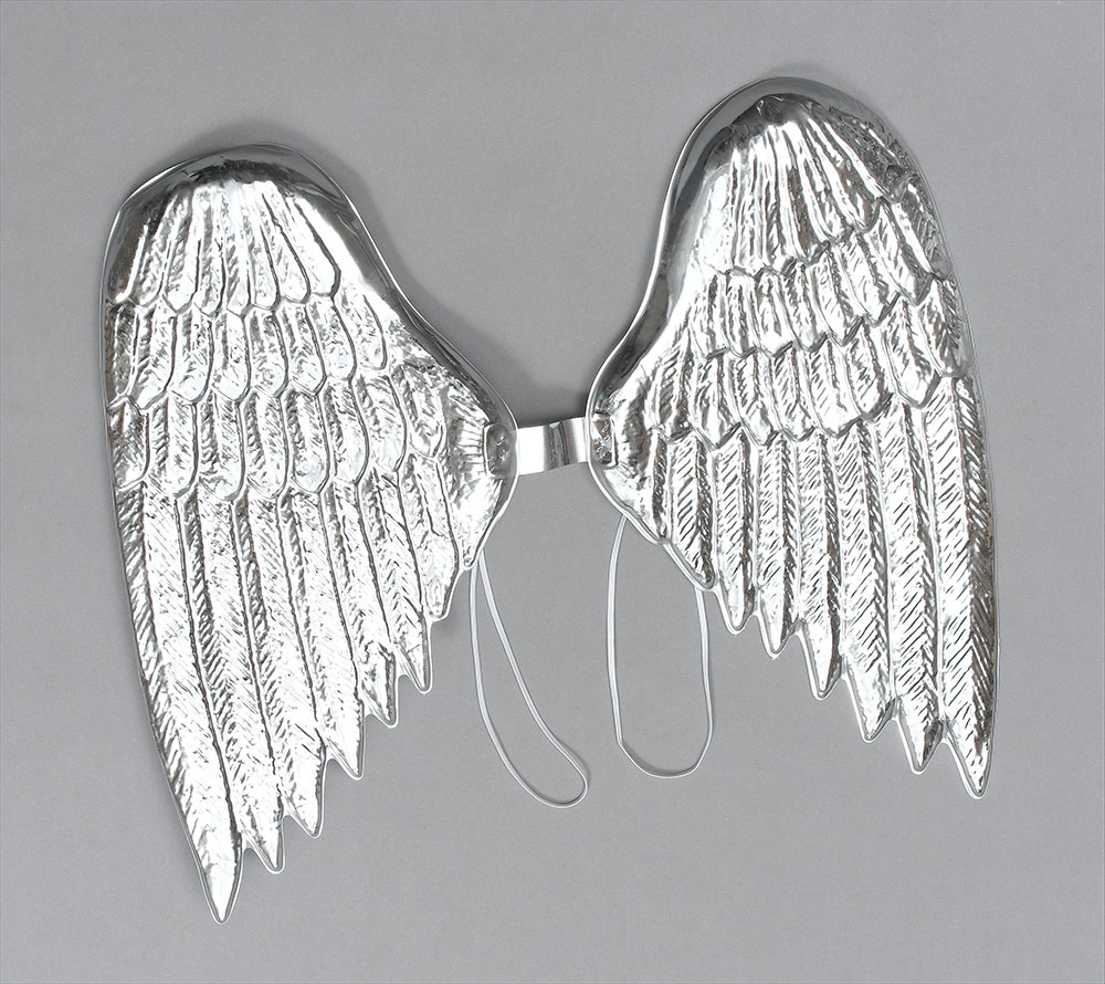 Angel Wings.Large, Silver Plastic
