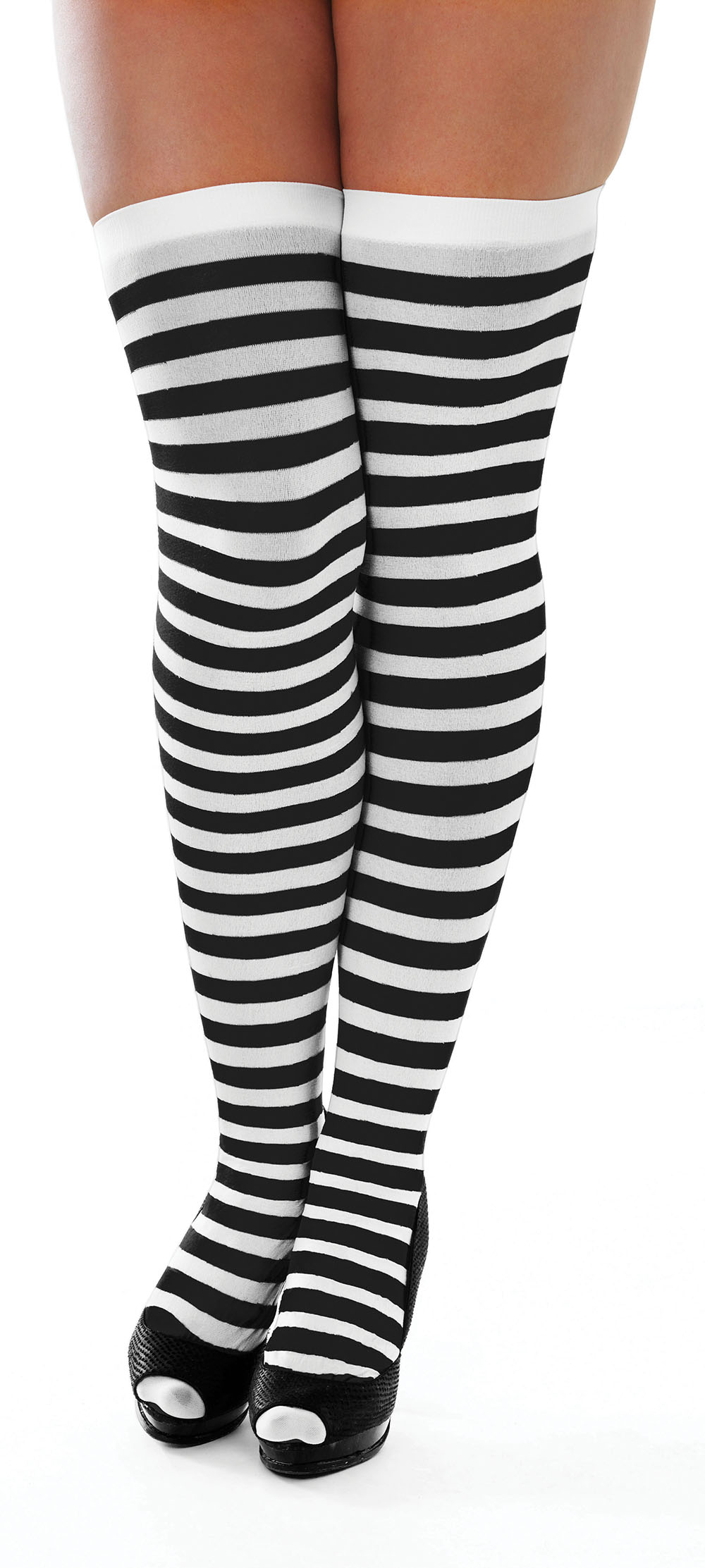 Striped Stockings. Black/White