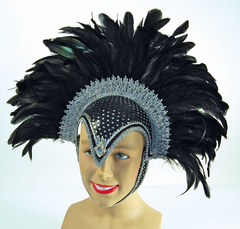 Feather Helmet Black Jewel + Plume