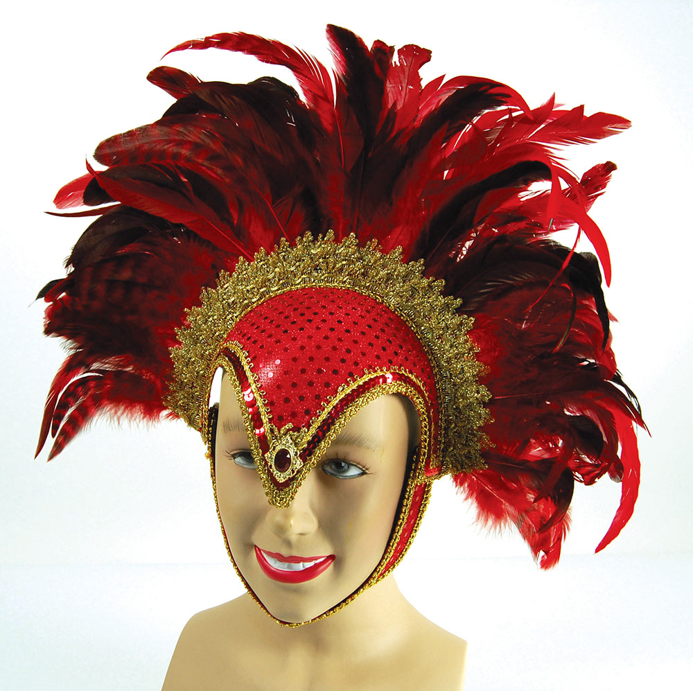 Feather Helmet Red Jewel + Plume