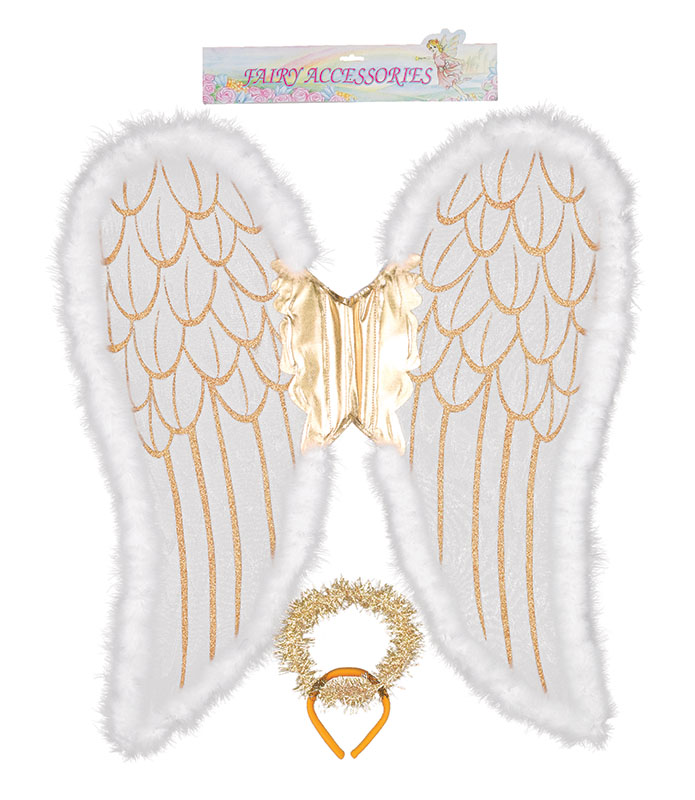 Angel Wings. Jumbo, White/Gold