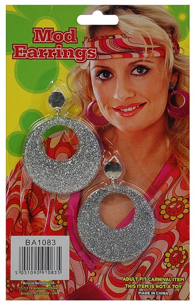 Silver Mod Glitter Ear Rings