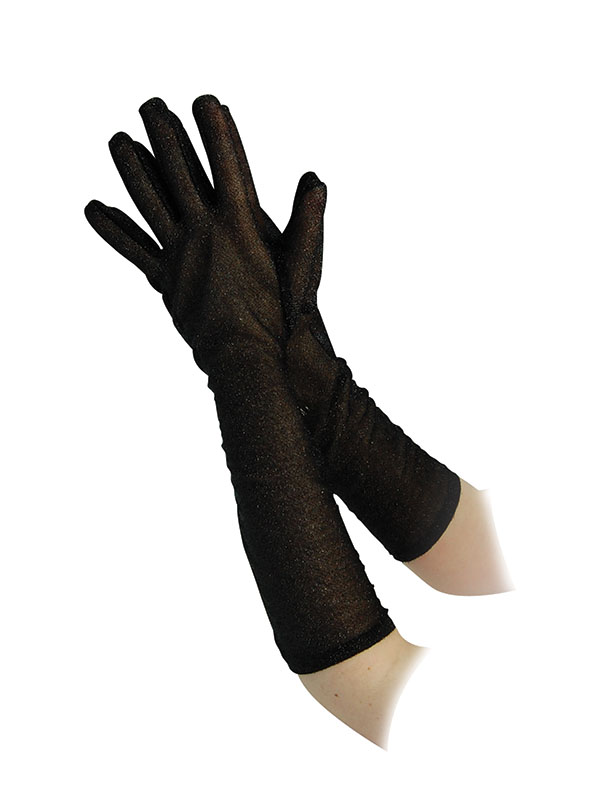 Glitter Gloves 16". Black