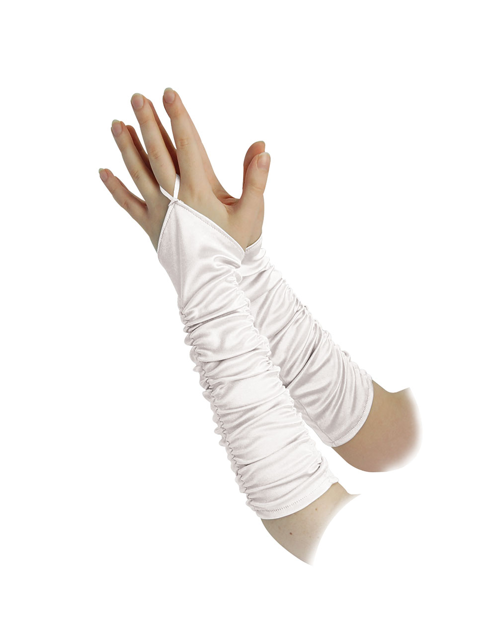 Fingerless Gloves 14" White Satin**SALE**