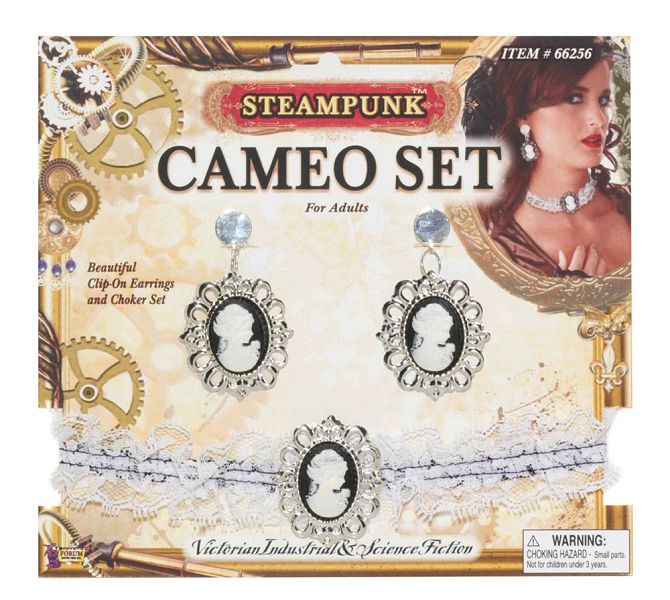 Steampunk Cameo Ear Rings/Choker Set