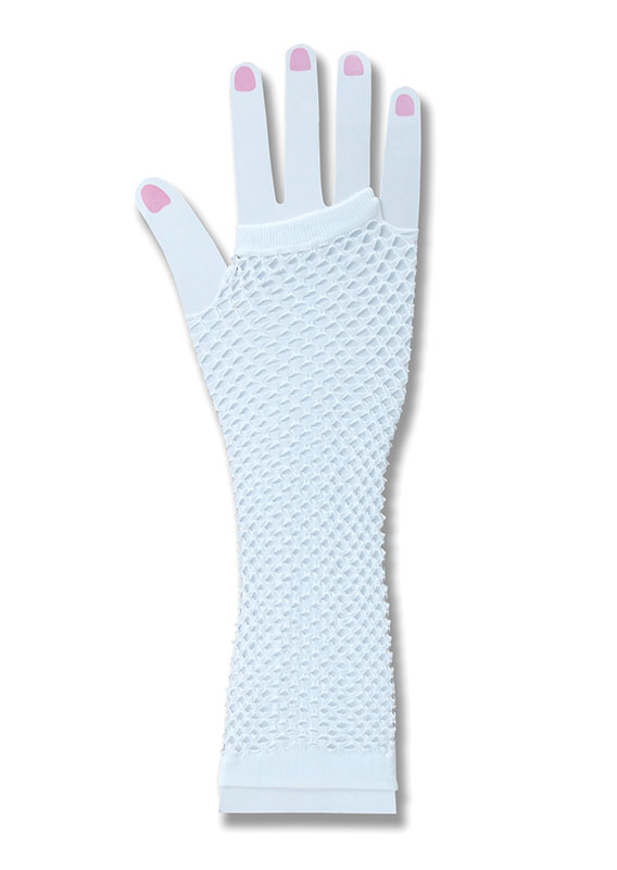 Fishnet Fingerless Gloves. White