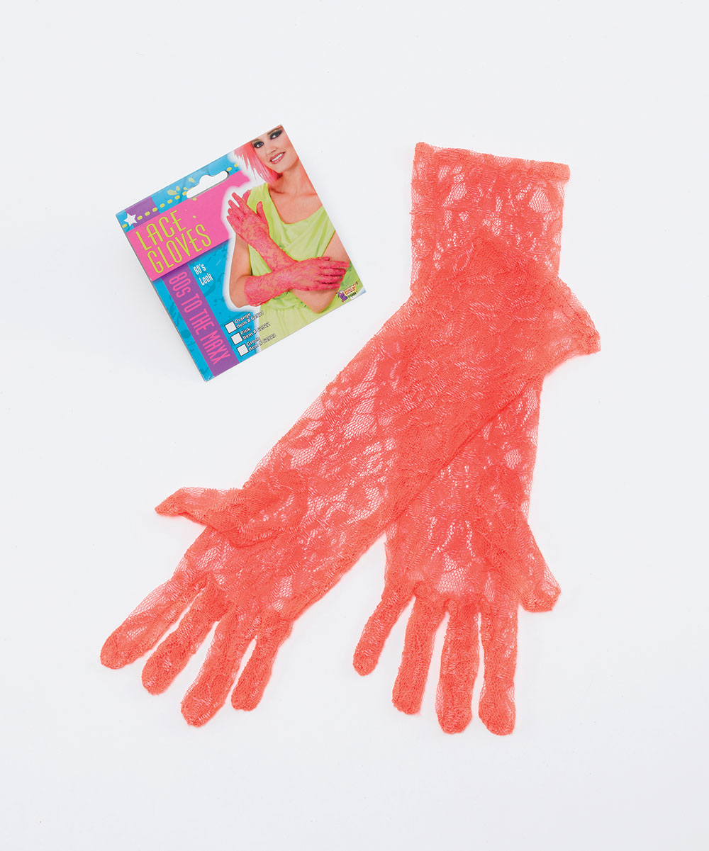 80's Neon Lace Gloves. Orange **SALE**