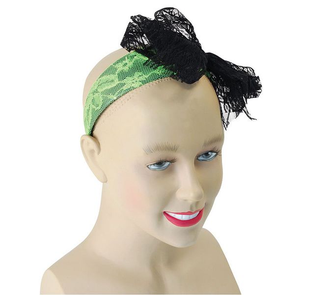 80's Neon Lace Headband. Green (No Lace)