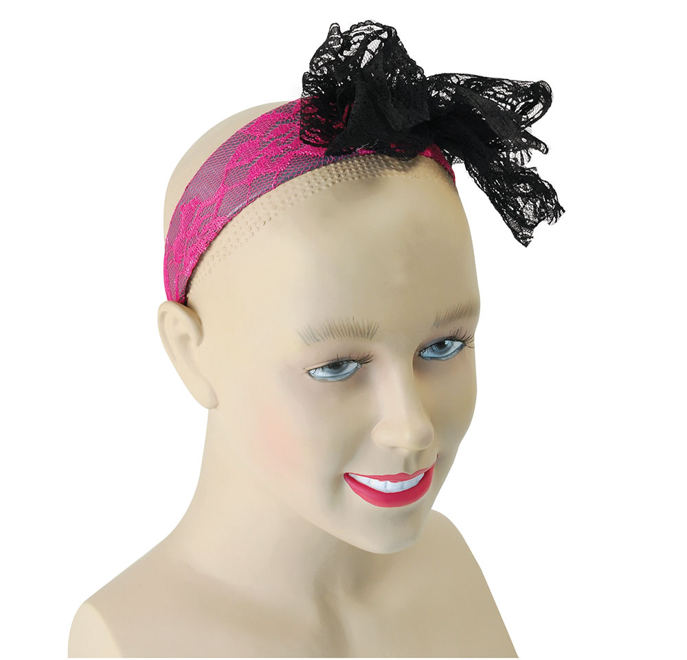 80's Neon Lace Headband. Pink ?