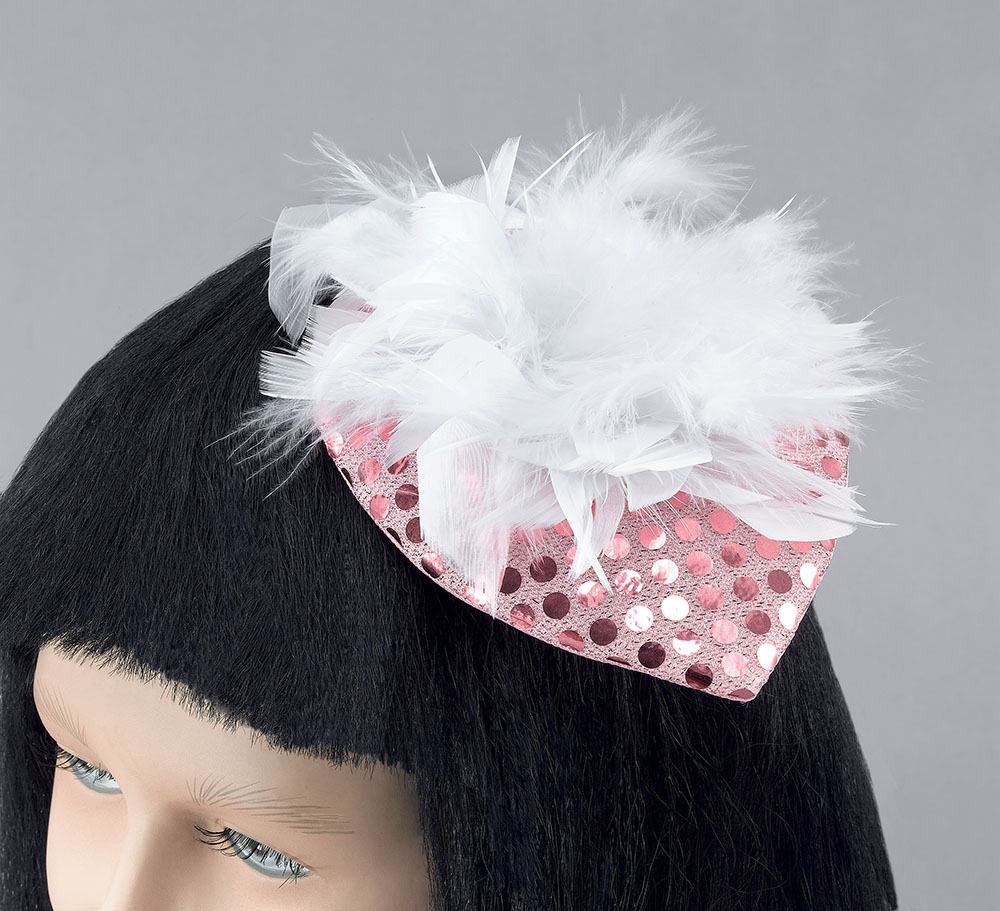 Lady's Hat Pink Sequin & Feather