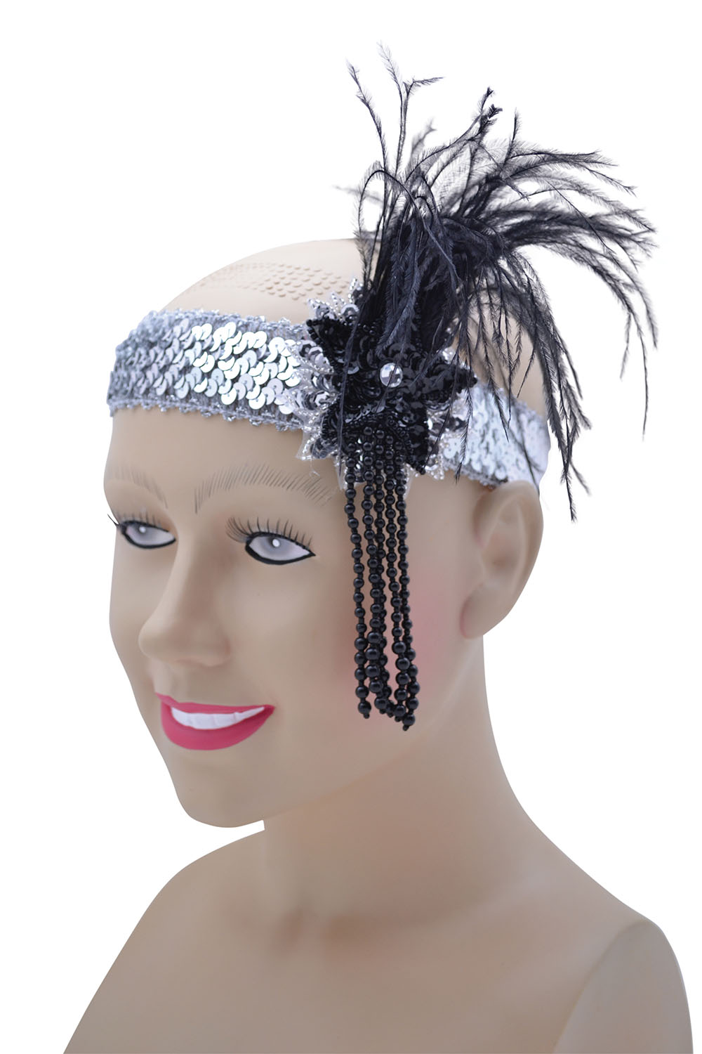 Flapper H'band.Silver Sequin Band Deluxe