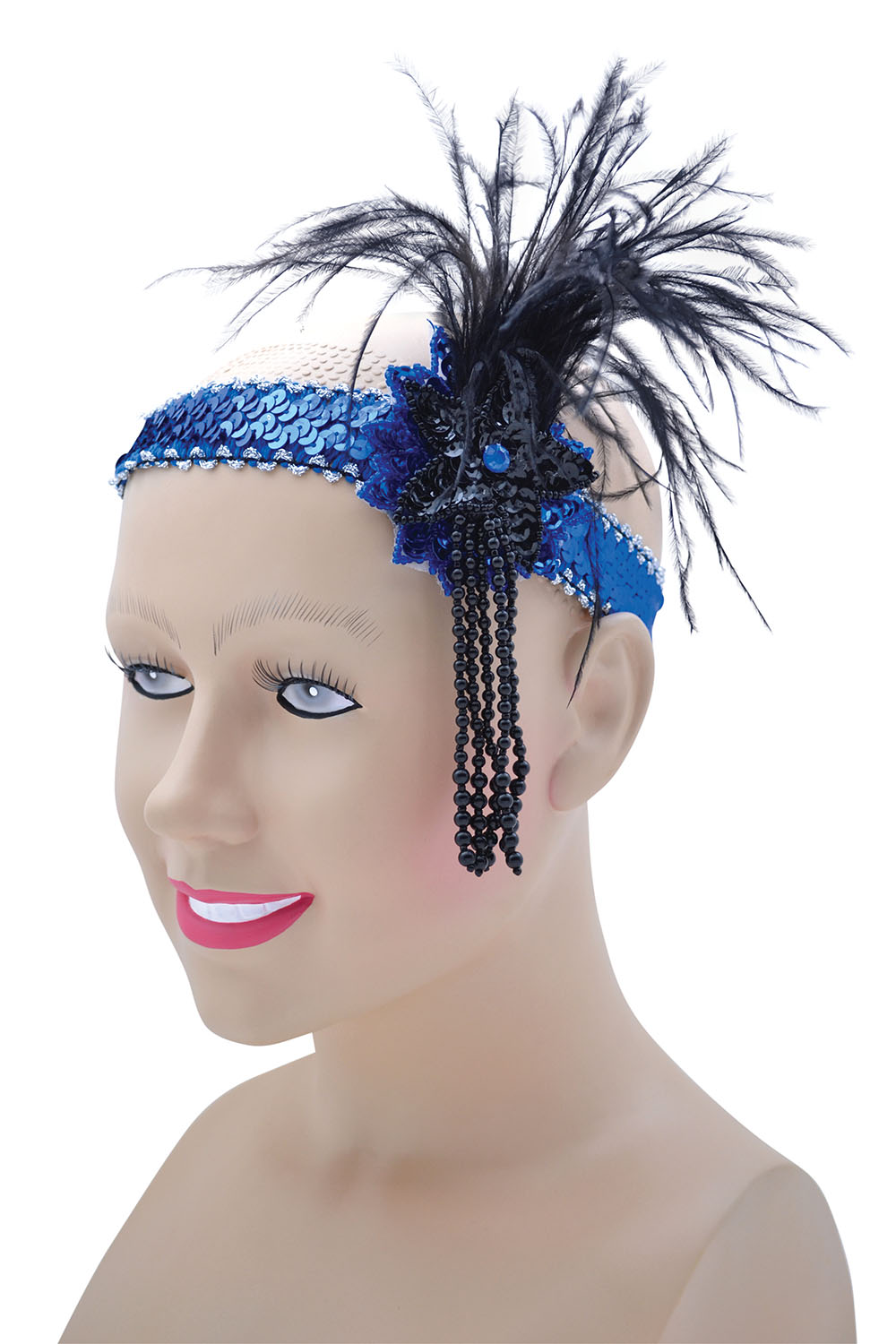 Flapper H'band. Blue Sequin Band Deluxe
