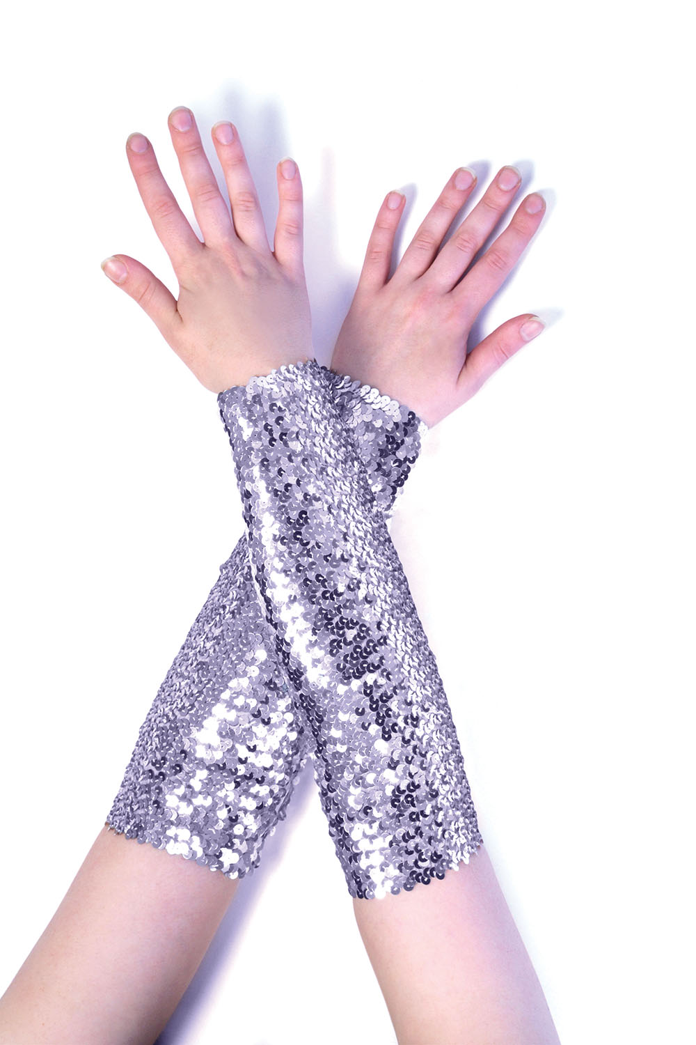 Sequin Arm Sleeves Silver