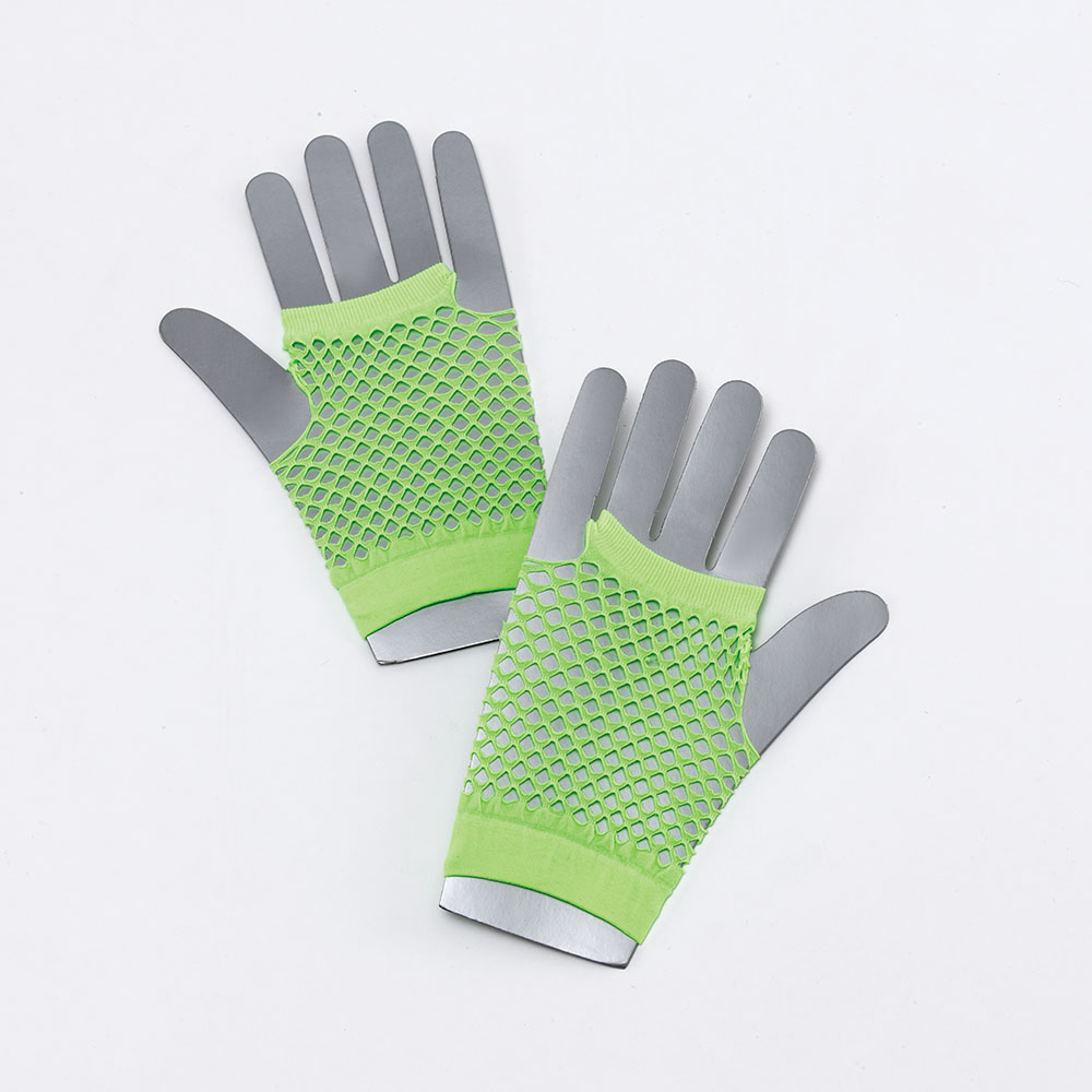 Fishnet Gloves. Short Neon Green