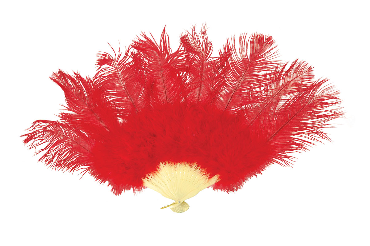 Ostrich Feather Fan. Red