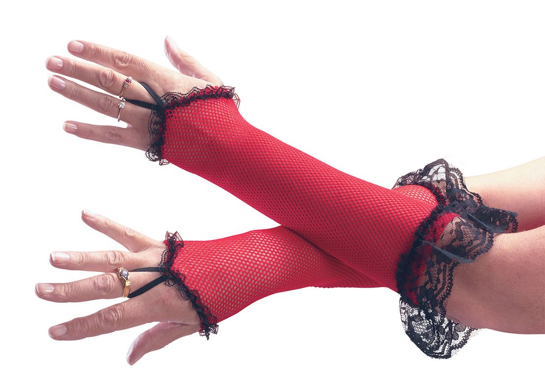 Fishnet Gloves. Red&black lace