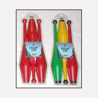 Juggling Set (3 Undecorated Clubs and DVD) - Assorted Colors by