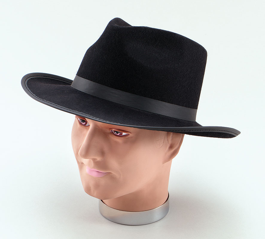 Gambler. Black Fedora Felt Hat