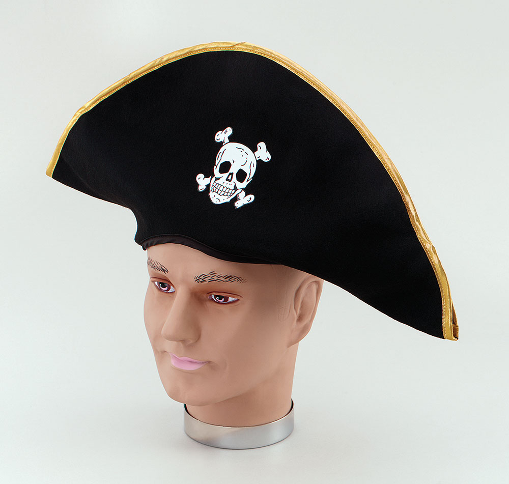 Pirate Hat. Fabric/Gold Edging