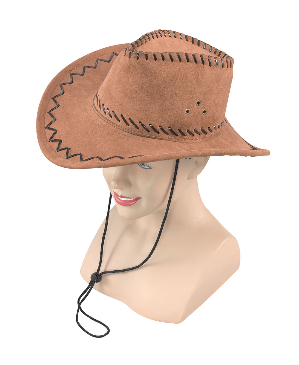 Cowboy Hat. Leather Stitched Brown