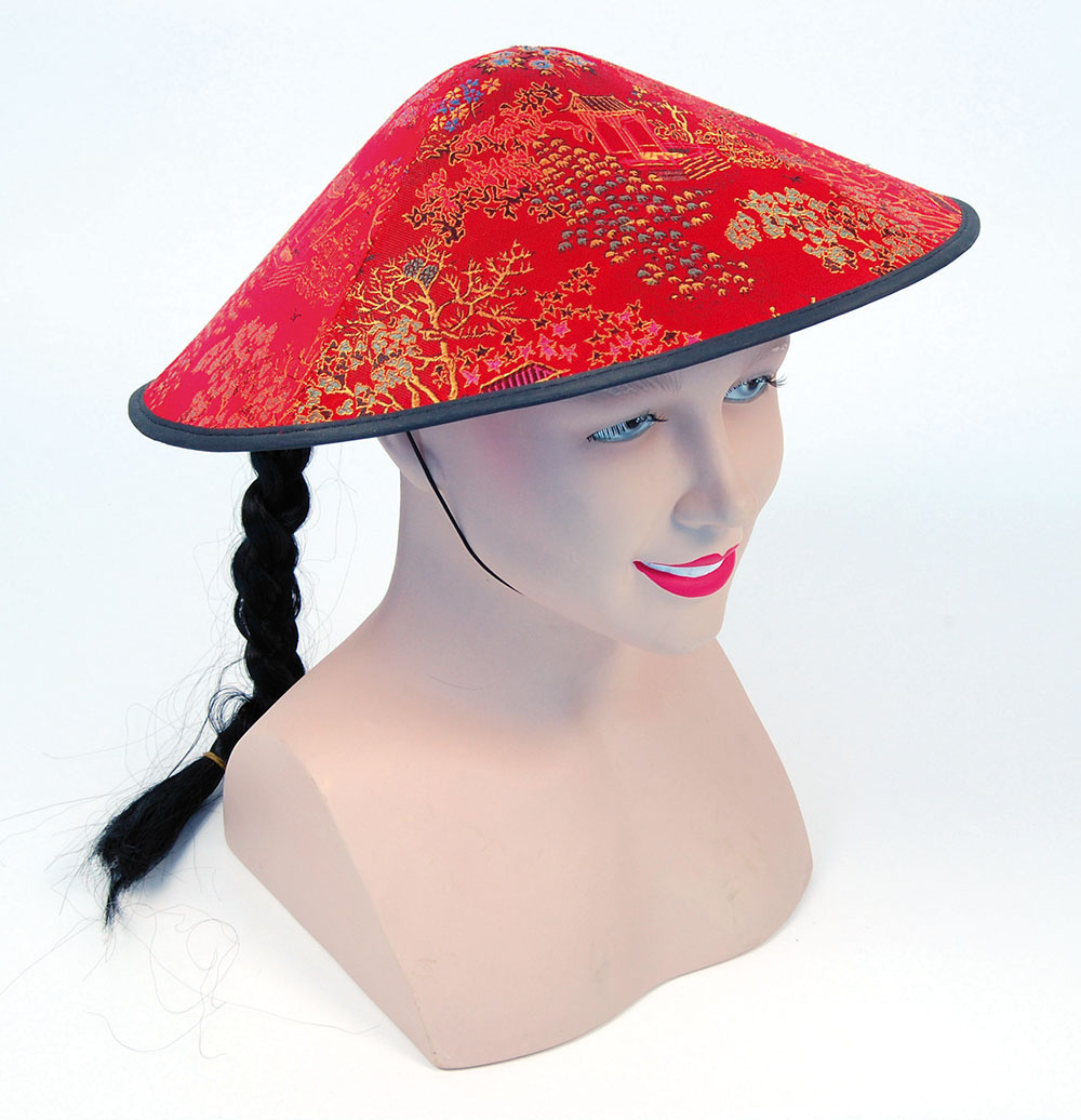Chinese Coolie Red Fabric + Plait - Click Image to Close