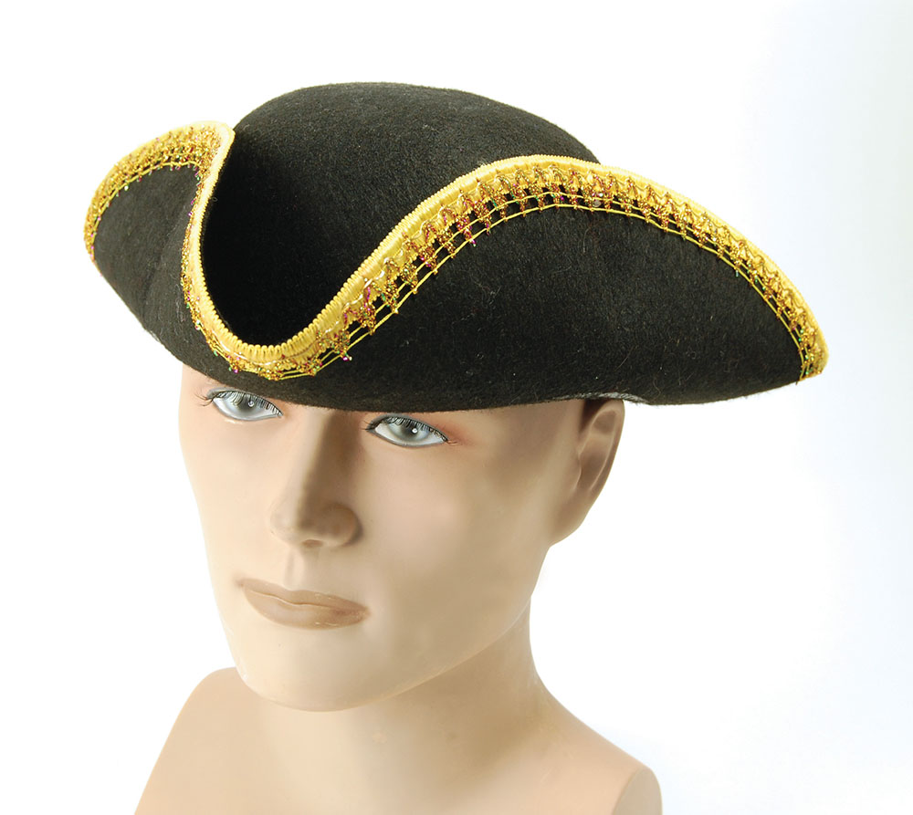 Tricorn Hat + Gold Trim
