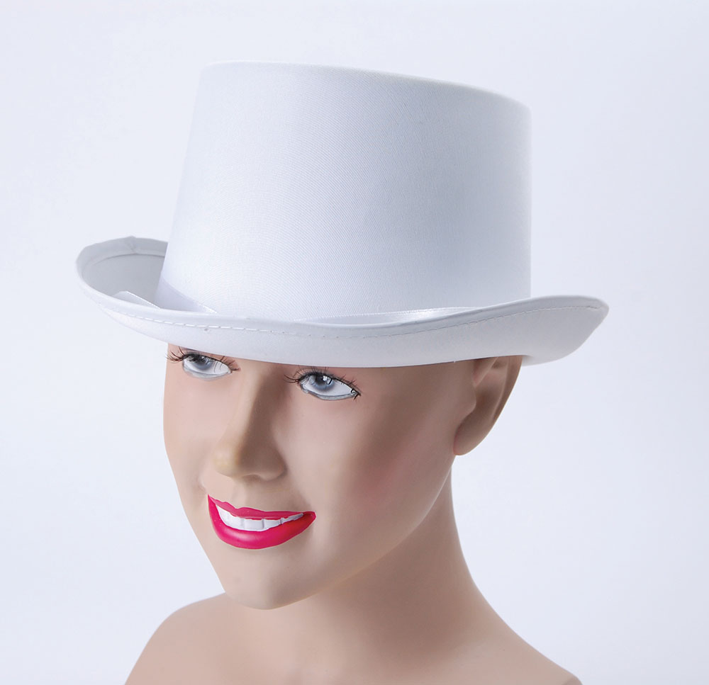 Top Hat. White, Satin Look