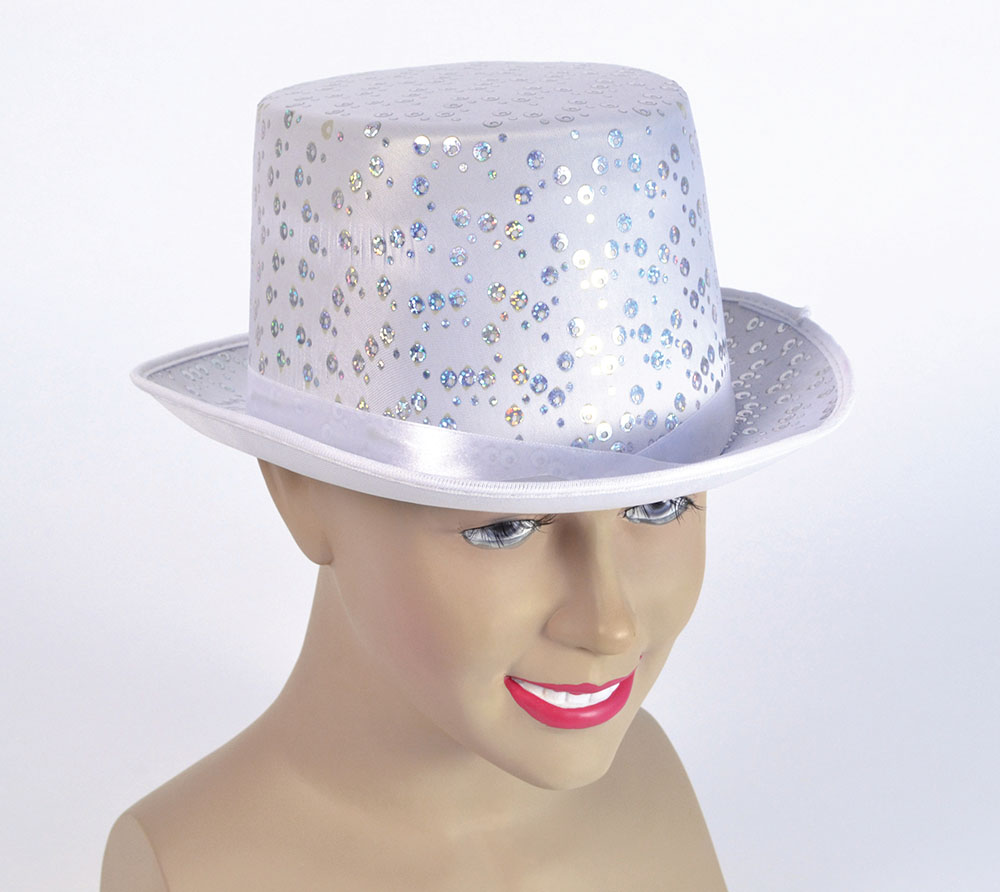 Top Hat. White/Silver Pattern