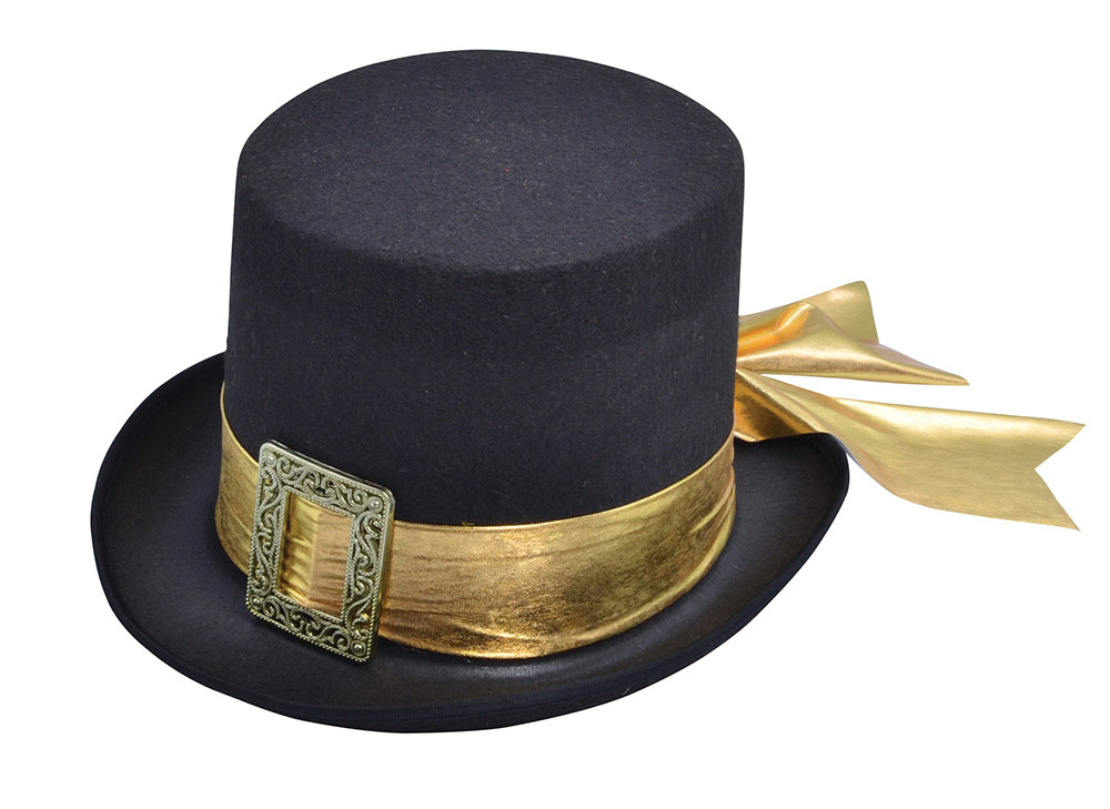 Top Hat. Black with Gold Belt