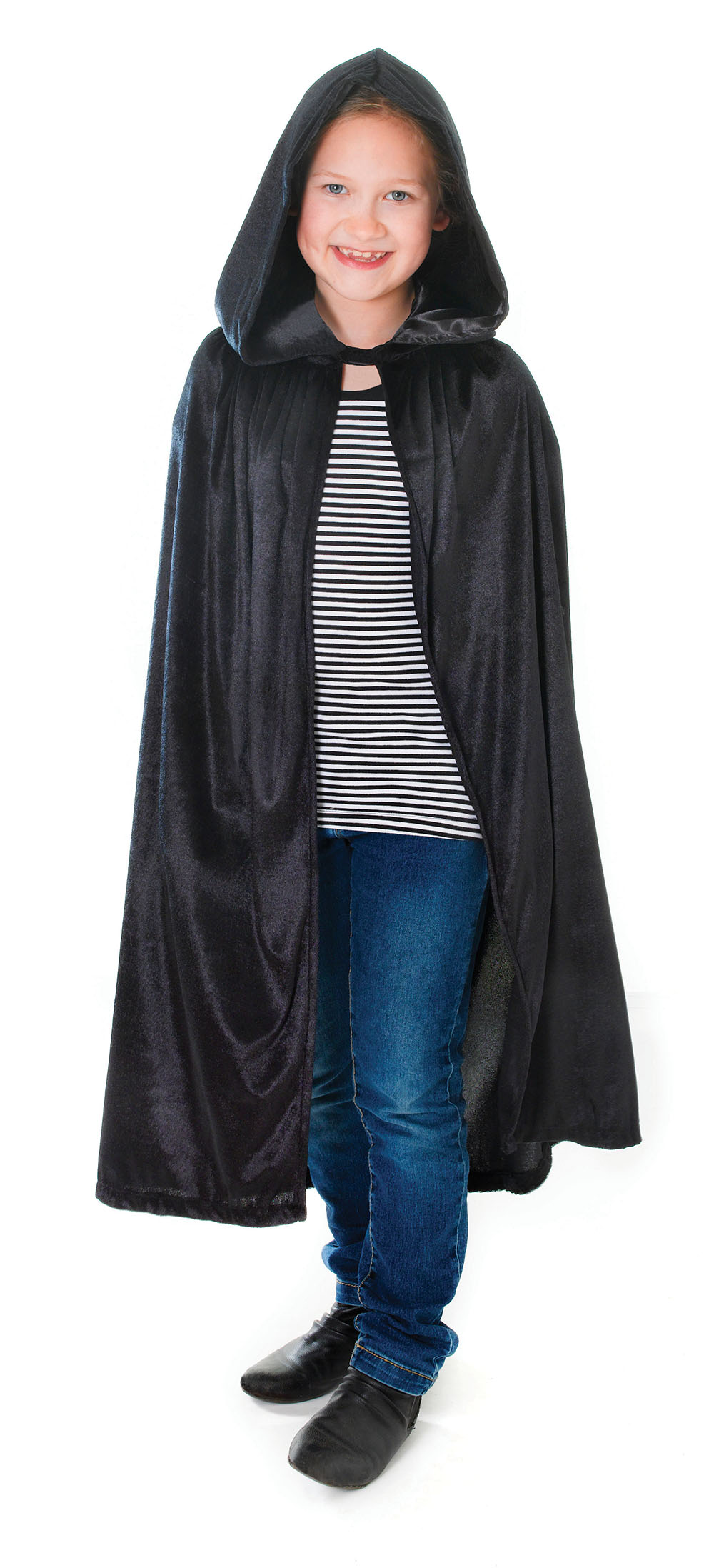 Velvet Black Hooded Cloak 88cm
