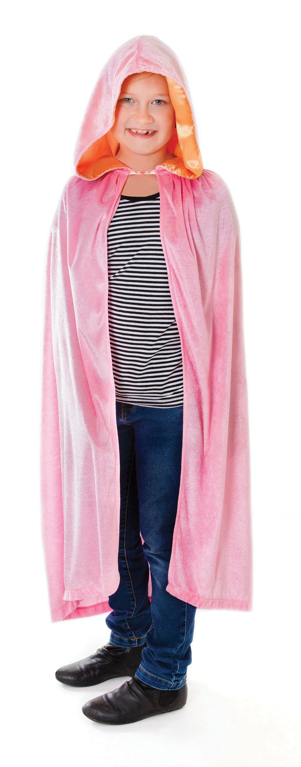 Velvet Pink Hooded Cloak 88cm
