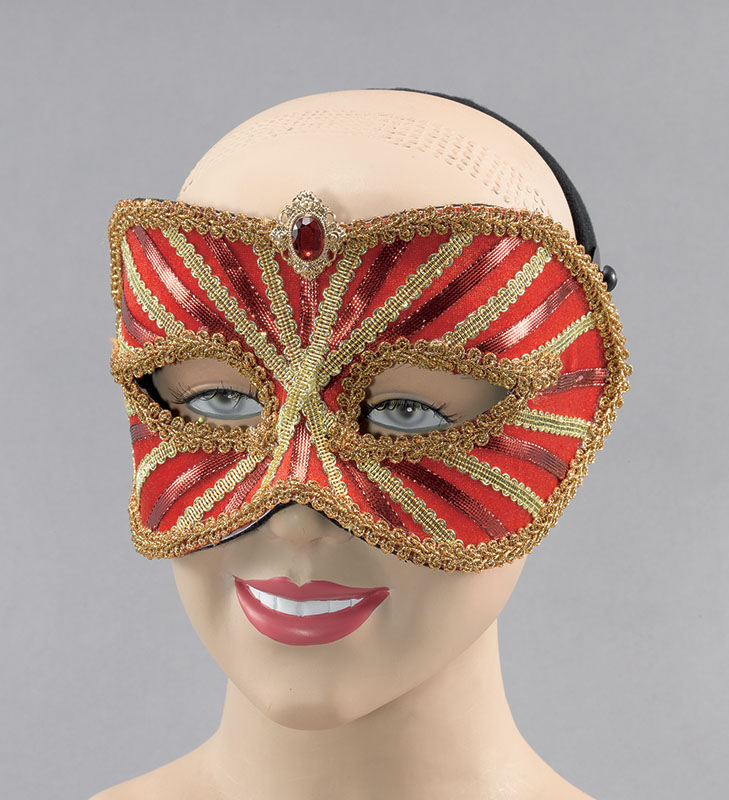 Mask On Headband. Red Gold