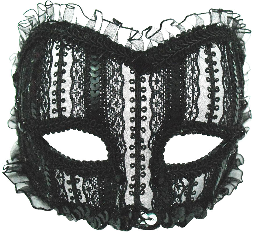 Transparent Mask. Black Lace/Band