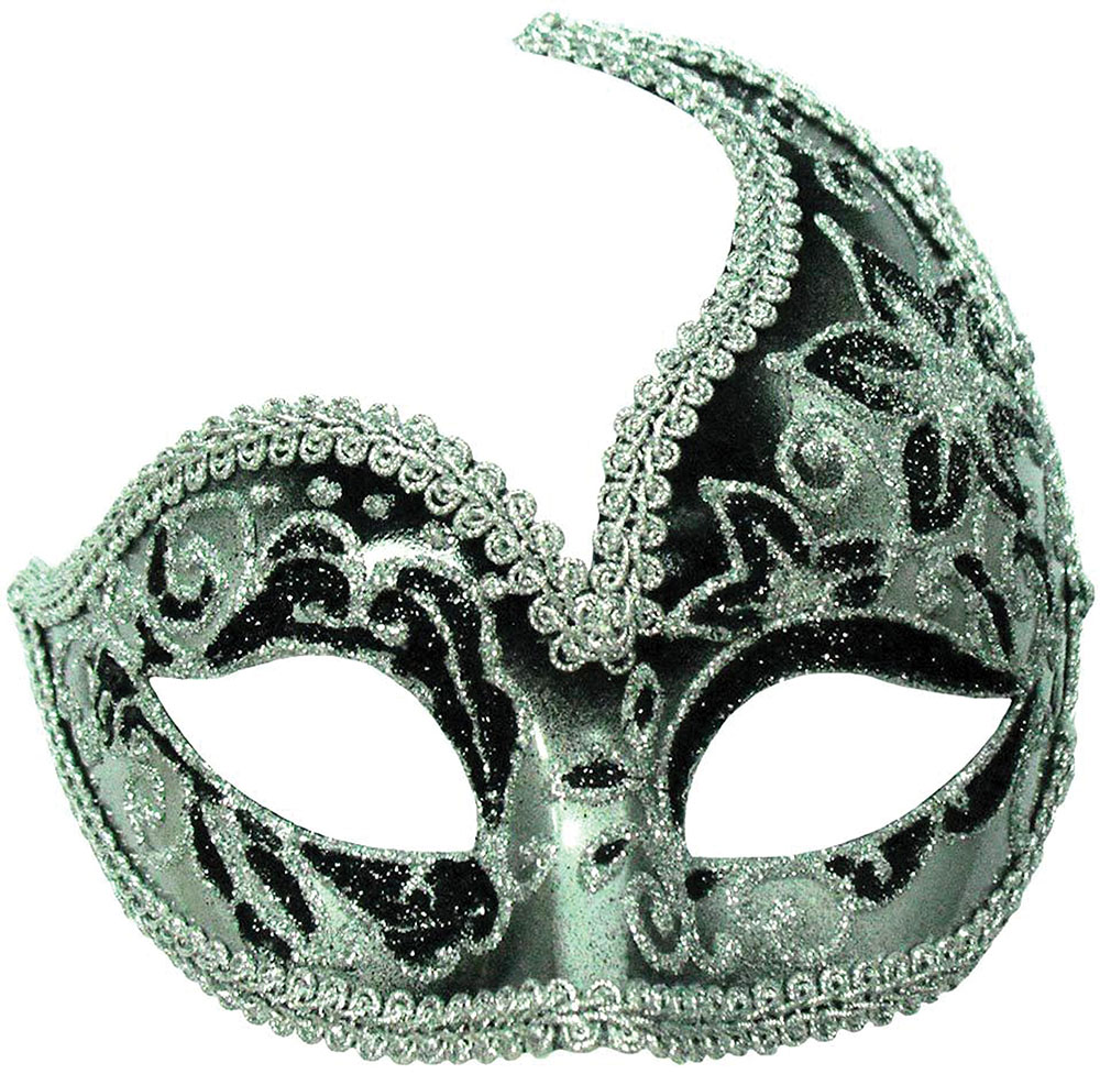 Decorative Half Mask. Silver/Black (H/B)