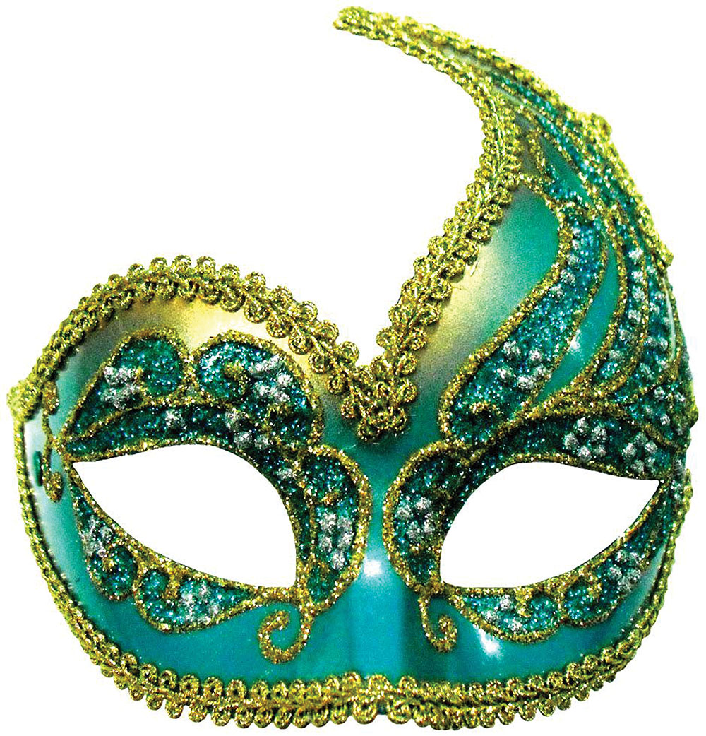 Decorative Half Mask. Turquoise/Gold (H/B)