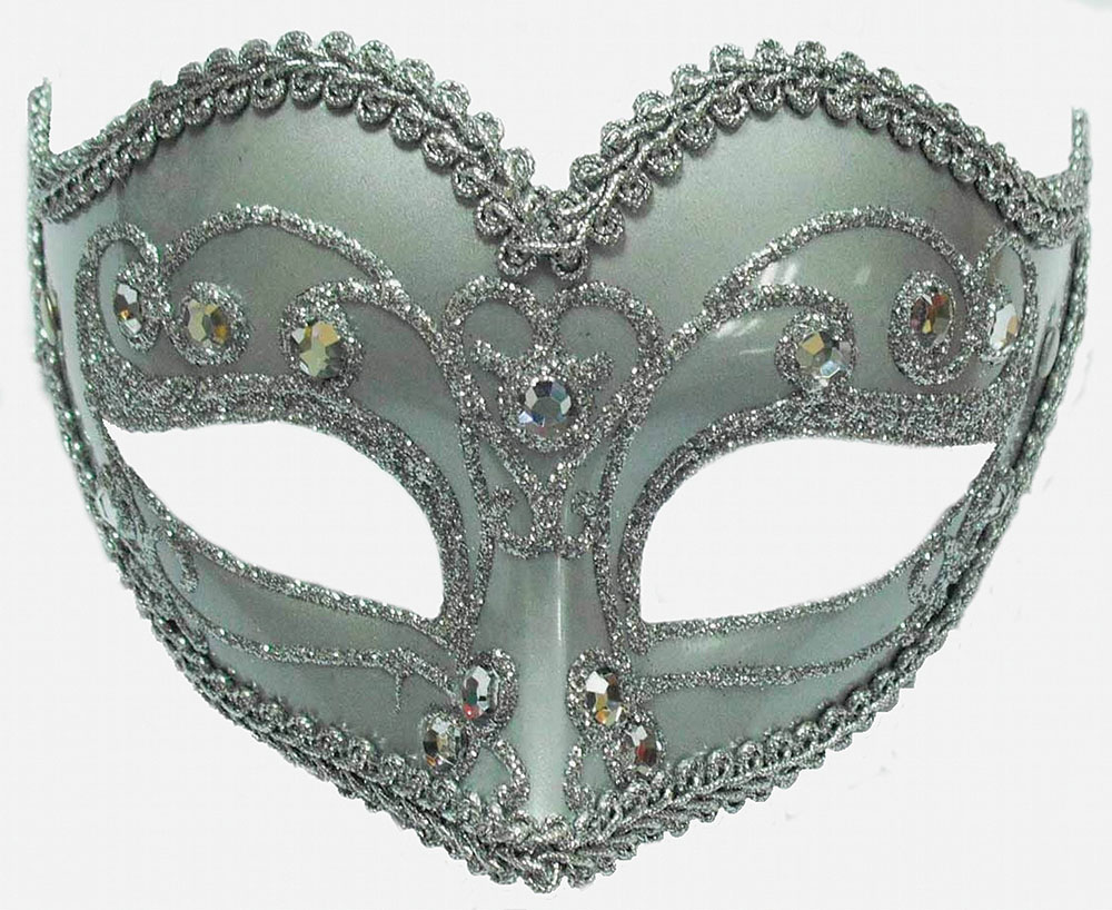 Jewelled Party Mask. Silver (H/B)