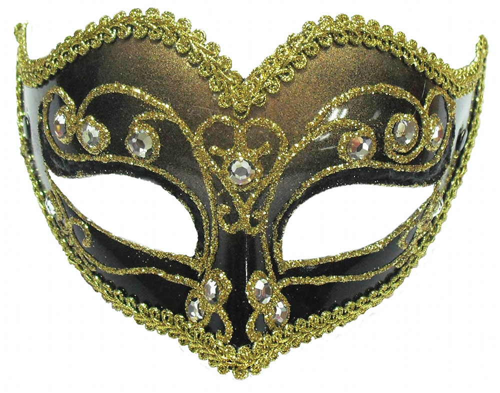 Jewelled Party Mask. Black/Bronze (H/B)