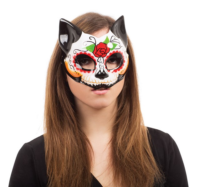 Day of the Dead Kitty Half Mask (G/F)