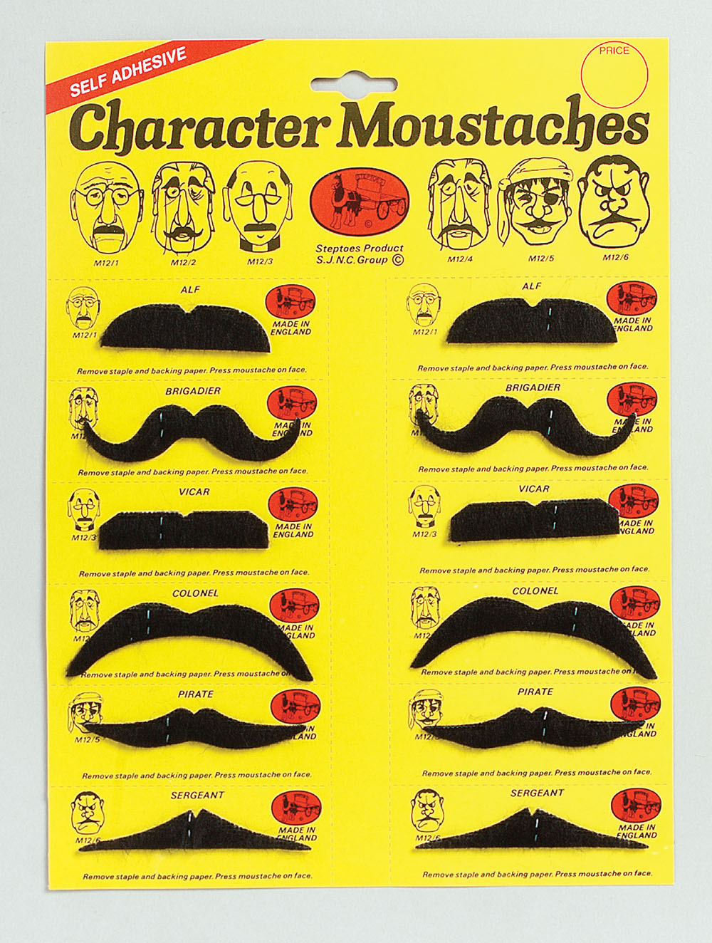 Moustaches, Black 6 Assorted. CD/12