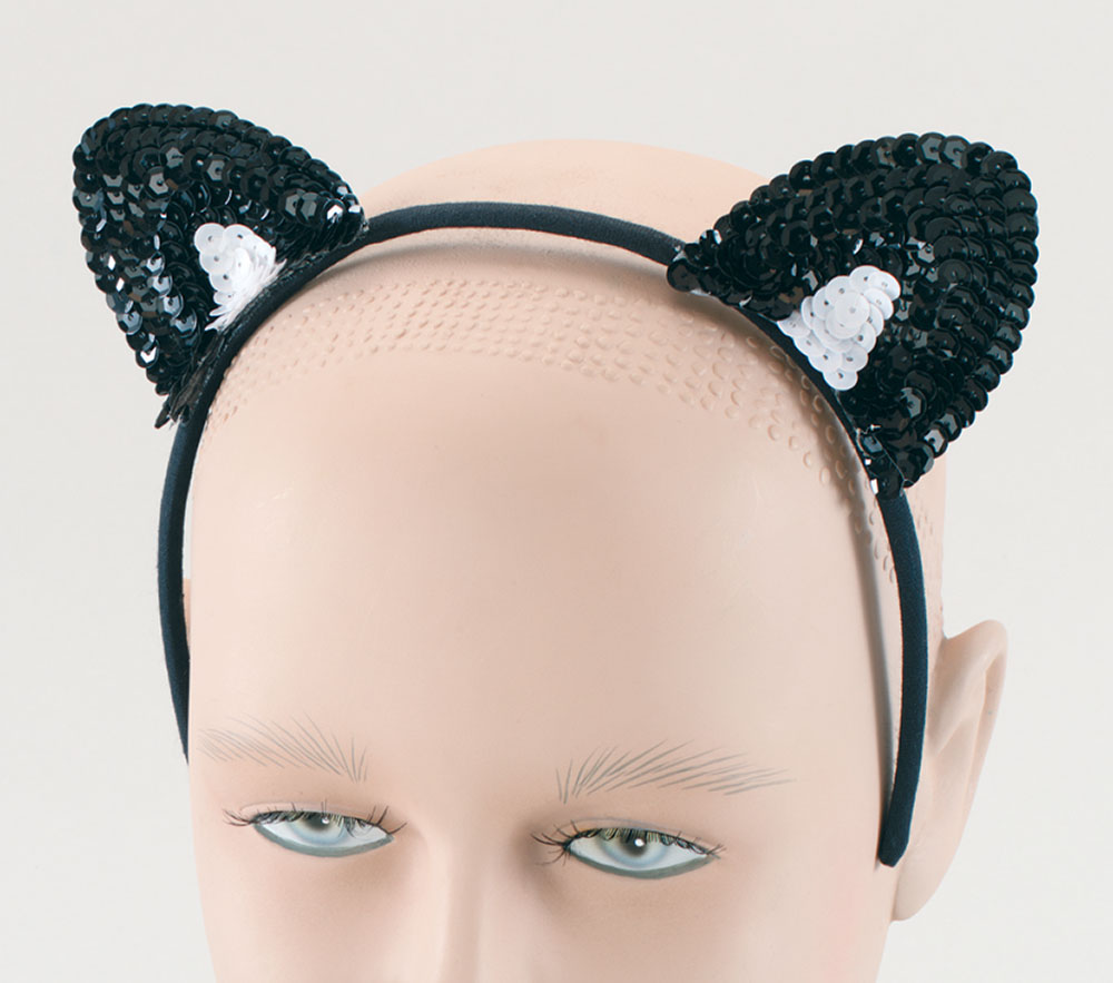 Cat Ears. Black Sequin