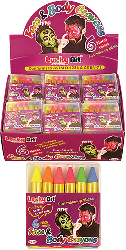 Neon Face Paint Crayons (6 per box)
