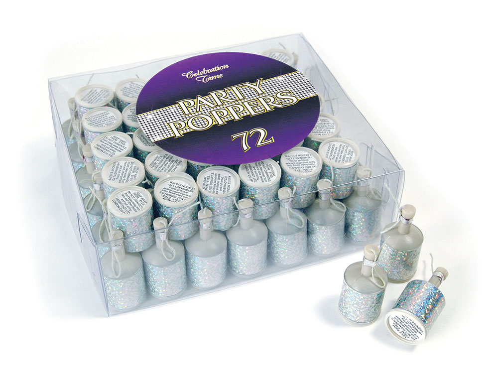 Party Poppers. Silver Holographic