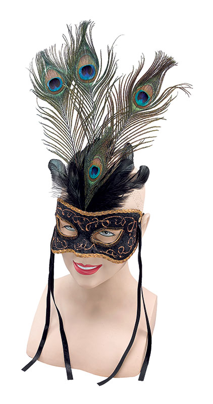 Venetian Black Mask & Feathers