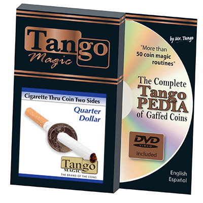 Cigarette Thru Quarter (2 sided w/DVD)(D0075) by Tango - Trick