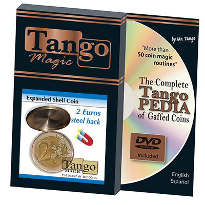 Expanded Shell Coin - (2 Euro, Steel Back w/DVD) by Tango Magic